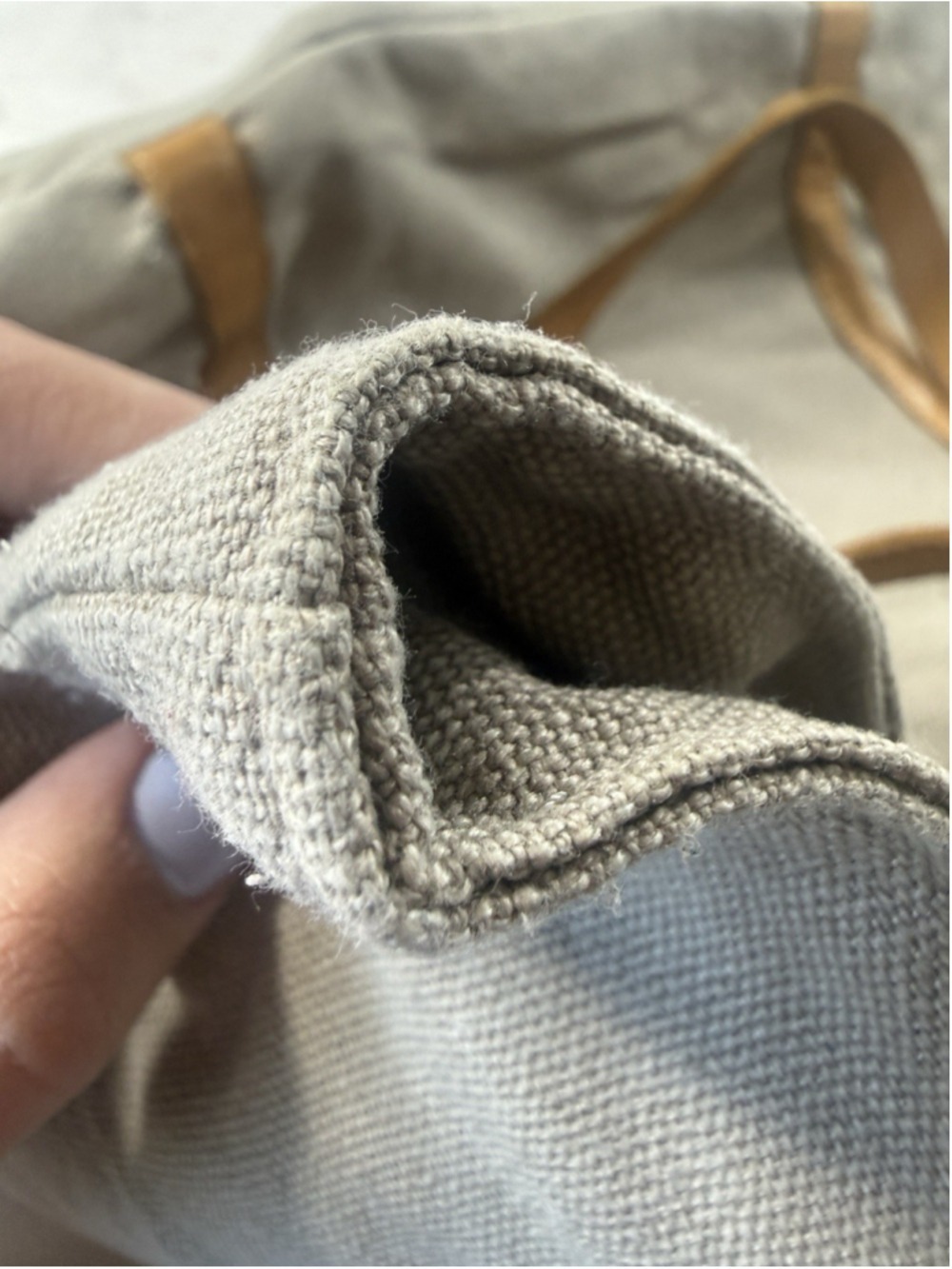 Hearth and Hand With Magnolia Canvas and Leather Tote Bag Khaki - Picture 16 of 16
